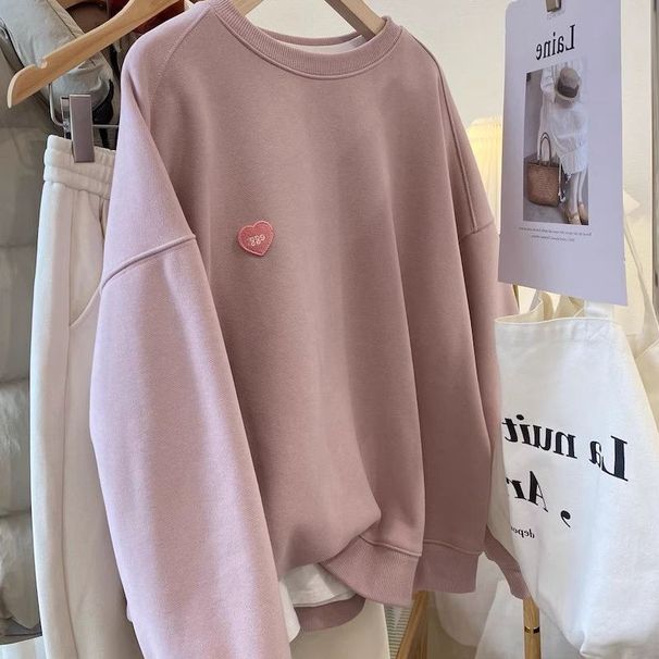 Winter 2024 New Small American Pink Plus Plush Thick Round Neck Hoodie For Women, Autumn And Winter Styles_desvips.com