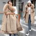 Women's Clothing new winter cotton padded coat, medium length, large fur collar, velvet lining, overcoat, cotton padded coat, trendy for women_desvips.com