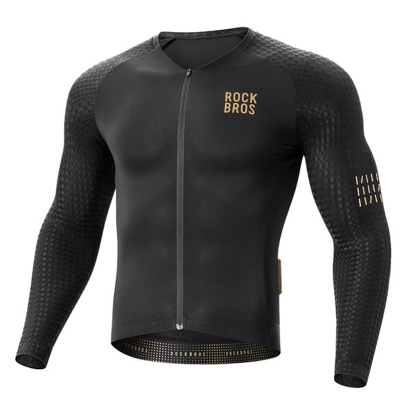 ROCKBROS Long Sleeve Cycling Jersey Men's Lightweight Breathable Road Bike Jersey_desvips.com