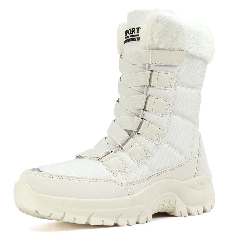 Women's Waterproof Mid-Calf Snow Boots Winter Warm Outdoor Fashion Fur-Lined Anti-Slip Hiking Boots_desvips.com