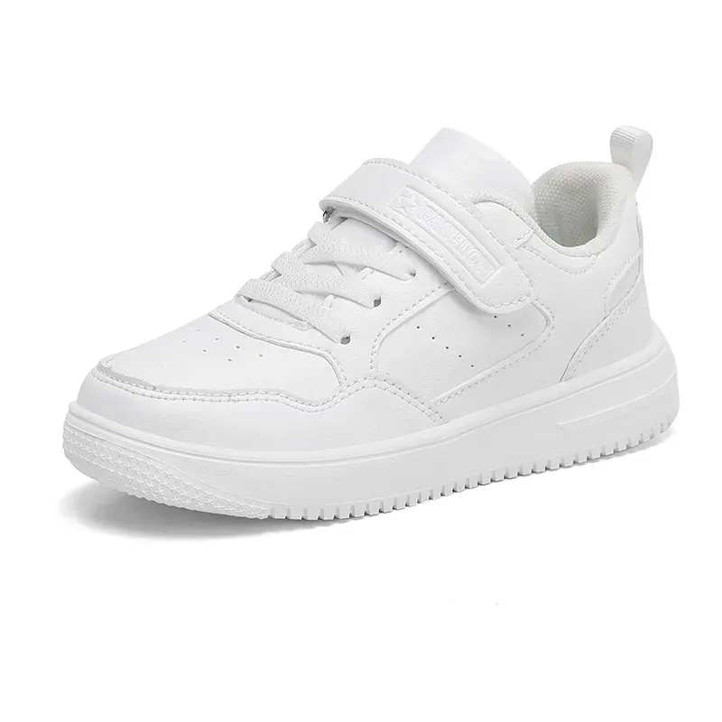 All White Leather Youth Shoes Fashion Kids Children Student Tennis Running Sneakers Happysteps Sport Trainers For Boys_desvips.com