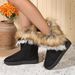 New Round Toe Flat Wool And Fleece Warm Cotton Boots_desvips.com