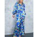 Women's Clothing new fashion printed bubble long-sleeved shirt lace-up wide-leg pants two-piece suit_desvips.com