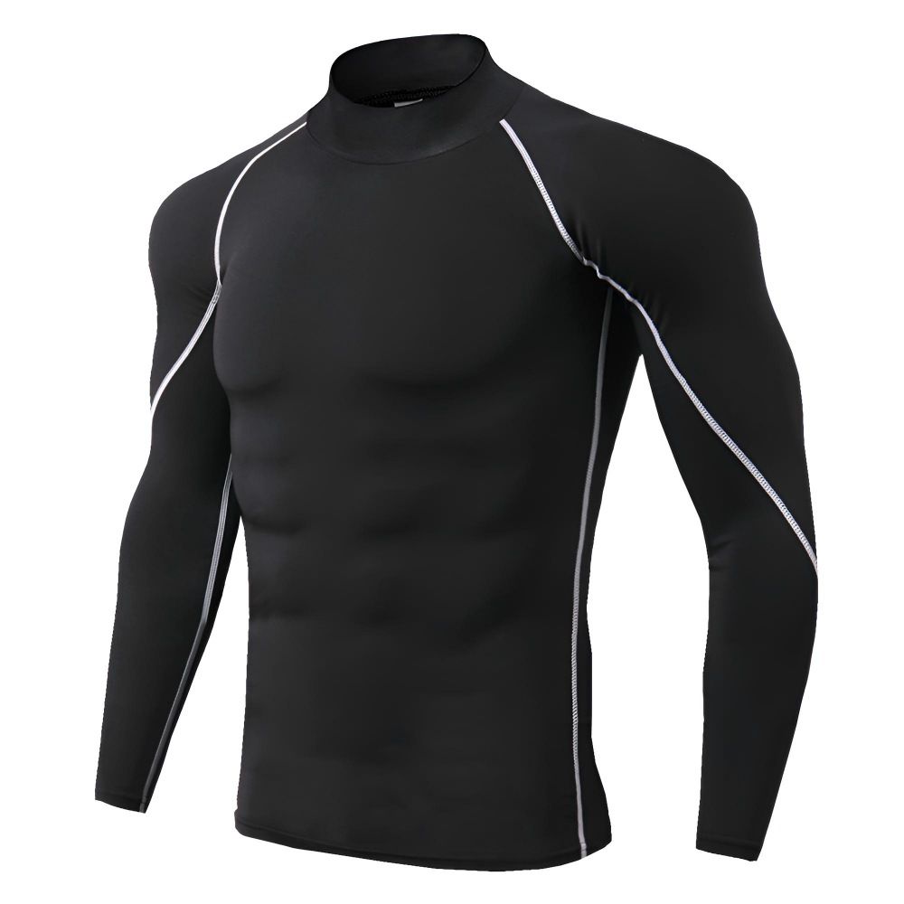 Men's Quick-Dry Compression Shirt, High Elasticity Breathable Long Sleeve Workout Top For Running & Gym,_desvips.com
