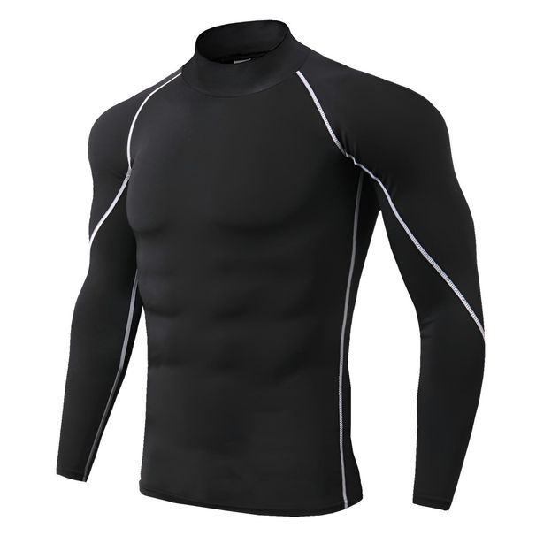 Men's Quick-Dry Compression Shirt, High Elasticity Breathable Long Sleeve Workout Top For Running & Gym,_desvips.com