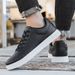 Men' PU Leather Lace-up Skateboard Shoe, Trendy Comfortable Lightweight Non-lip Outdoor Shoe Walking Jogging_desvips.com