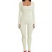 Seamless Threaded Sleeve Jumpsuit Yoga Outdoor Fitness Long Pants Sports One-piece Suit Women_desvips.com