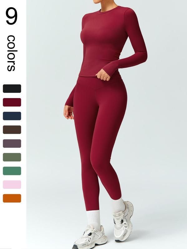 European And American Style Stretchy Tight Brushed Yoga Set Quick-Dry Autumn Winter Outdoor Running Fitness Clothing_desvips.com
