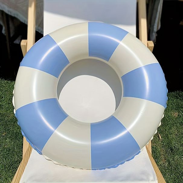 Children under 12 years old beach Pool PVC inflatable swimming ring, crystal blue and white double air chamber thickened float_desvips.com