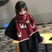 Christmas Red Scarf Winter New Year Knitted Wool Versatile Warm Neck Warmer Korean Style Thickened Student_desvips.com