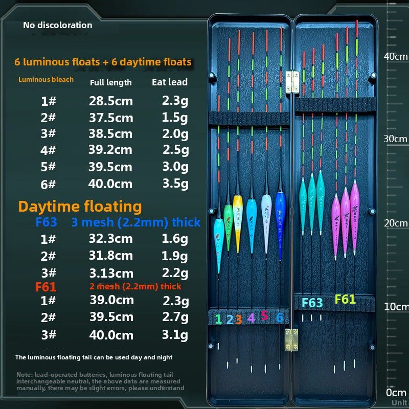 Glow + 6 Full (Bite Indicator Color Changing) Complete Set Of Floats For Day And Night Use, Eye-catching Combination_desvips.com