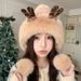 Lei Feng Cold-Proof Outdoor Japanese Style Warm Plush Ear Protection Fleece-Lined Autumn Winter Deer Antlers Women_desvips.com