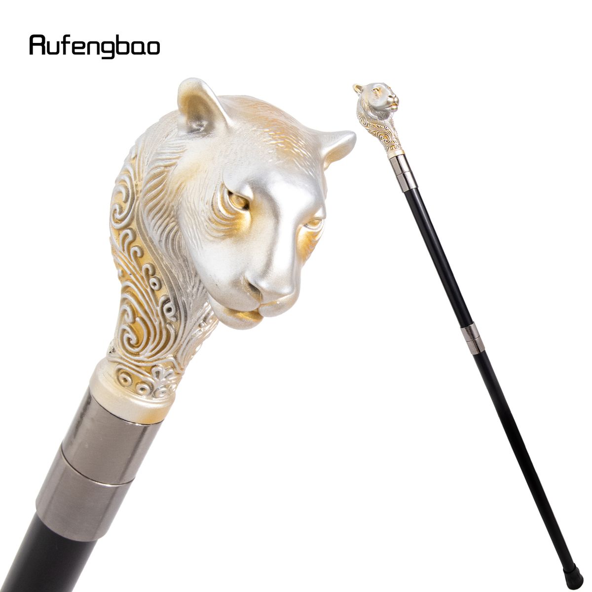 Yellow Resin Leopard Head Walking Cane Fashion Cane Decorative Cane Halloween For Cosplay Parties, For Cosplay & Party 92cm_desvips.com