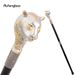 Yellow Resin Leopard Head Walking Cane Fashion Cane Decorative Cane Halloween For Cosplay Parties, For Cosplay & Party 92cm_desvips.com