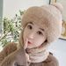 LazyZoom Winter Windproof Women, Scarf Mask Integrated Ear Protection, Head Wrap Hat, Thickened Warm Pom-Pom Hat For Cycling_desvips.com
