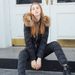 Women's Winter Jumpsuit Fleece-Lined Hooded Coat With Detachable Faux Fur Collar, Warm Polyester Pants Set For Cold Weather (Pink/Black/Blue/Burgundy)_desvips.com