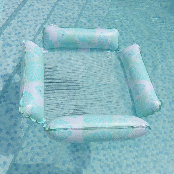 The New Printed Swimming Pool Inflatable Four-tube Leaf Pattern Floating Row Can Be Folded Water Single Deck Chair Floating Row_desvips.com