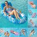 Leaf Print Inflatable Pool Float Adult Size Lounger With Breathable Mesh Design For Swimming Pool Beach Party & Relaxation_desvips.com