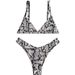 Bikini Split Swimsuit Women's Super Sexy Leaky Back Bikini Snakeskin Print Swimsuit_desvips.com