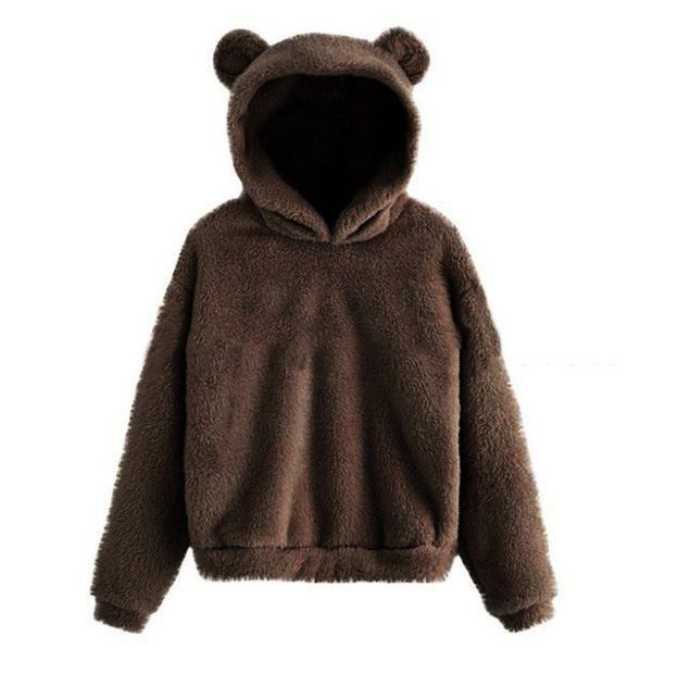 Women's Clothing autumn and winter new fluffy rabbit ears hooded warm sweater sweater_desvips.com