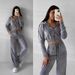 Women's Clothing Suit Solid Color Long Sleeve Zipper Hoodie Lace up Pants Two piece Set_desvips.com