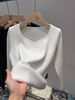Women's Fleece-Lined Knit Sweater Thermal V-Neck Base Layer Winter Warm Turtleneck Pullover Soft Comfy Casual Slim Fit Long Sleeve Top_desvips.com