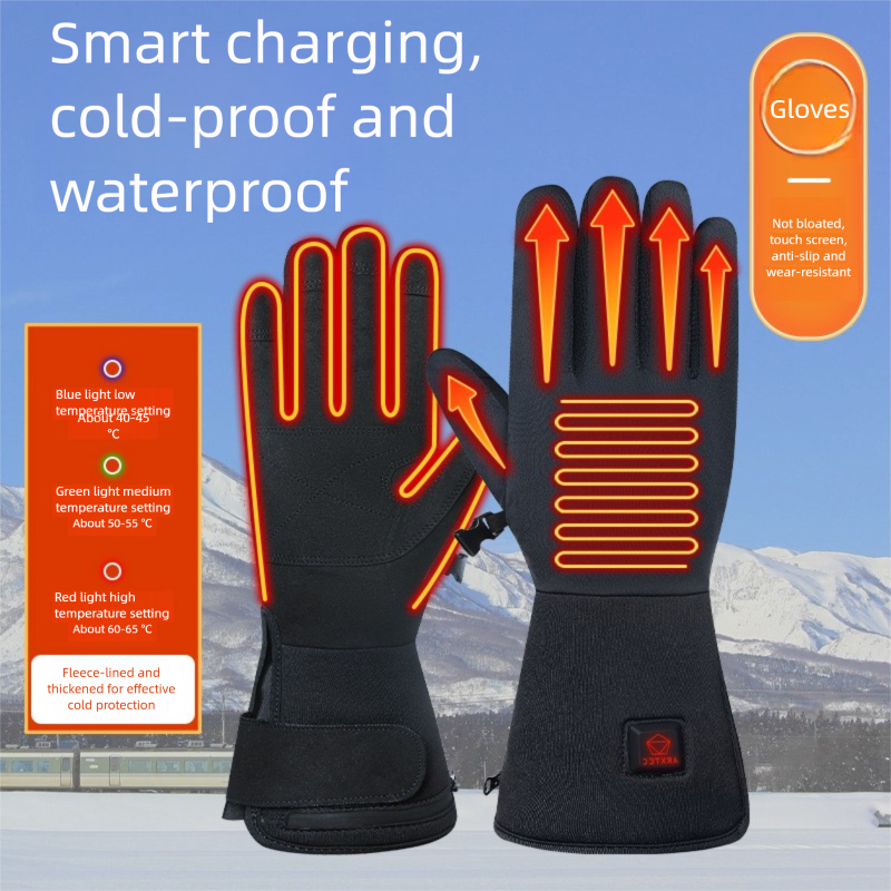 Electric Winter Rechargeable Heating Lithium Battery Warm Skiing Motorcycle Waterproof Riding Heated Gloves_desvips.com