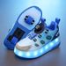 Boys' Summer Light-Up Sneakers For Kids, Girls' Roller Skates With Double Wheels And Flashing Lights_desvips.com