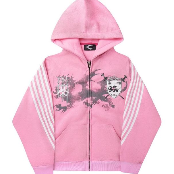 Long Sleeve Pullover Printed Pattern Sweatshirt And Sweatpants Set Street Hoodie American Style_desvips.com