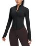 AVGO Women's Cropped Running Workout Jacket Zip Slim Fit Athletic Top With Thumb Holes_desvips.com