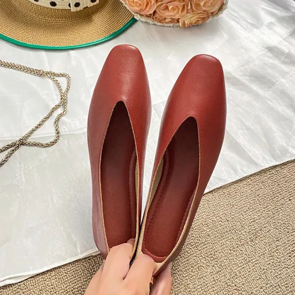 Woman Spring Casual Square Toe Low Soft Soled Lolita Flats Ballerina Red Female Elegant French Retro Buckle Mary Janes_desvips.com