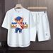 Men's Clothing 2024 Waffle Casual Summer Suit Men's Loose Teen Short sleeved T shirt Shorts Handsome Two piece Suit_desvips.com