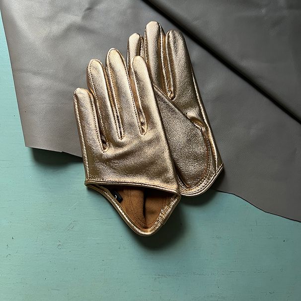 Women's Runway Patent Gloves Half Palm Fashion Female Performance Dancing Party Genuine Leather Sexy Glove_desvips.com
