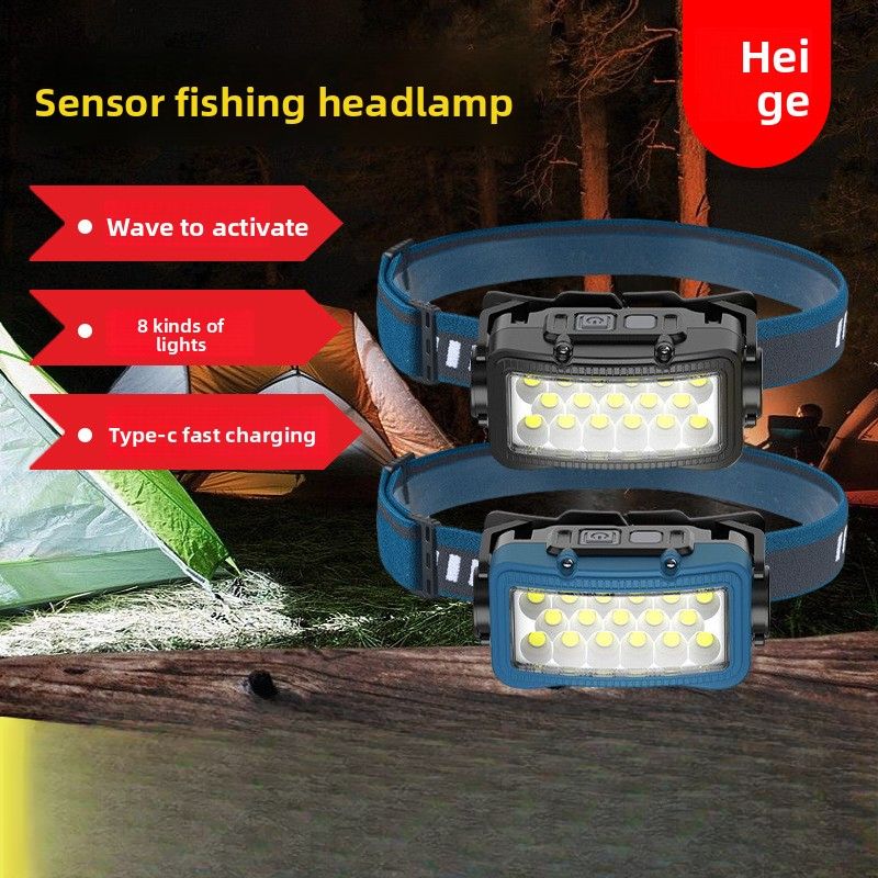 Smart Sensor Rechargeable Ultra-Bright Head-Mounted Mining Lamp For Hiking, Cycling, Night Fishing, Outdoor Headlamp_desvips.com