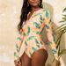 One-Piece Suits New Long Sleeved Surfing Suit Women's One Piece Printed Swimsuit Zipper Diving Suit Swimsuit Hot Style_desvips.com
