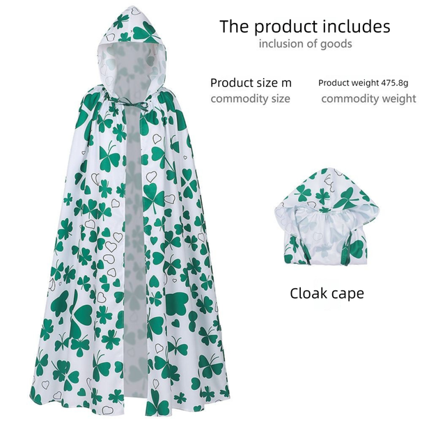 Clover-decorated Long Cape, Unisex, St. Patrick's Day Themed Costume For Party And Performance Wear_desvips.com