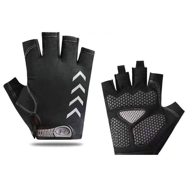 Palm Pad Shock Absorption Cycling Gloves Men And Women Half Finger Summer Thin Ice Silk Sunscreen Professional Road_desvips.com
