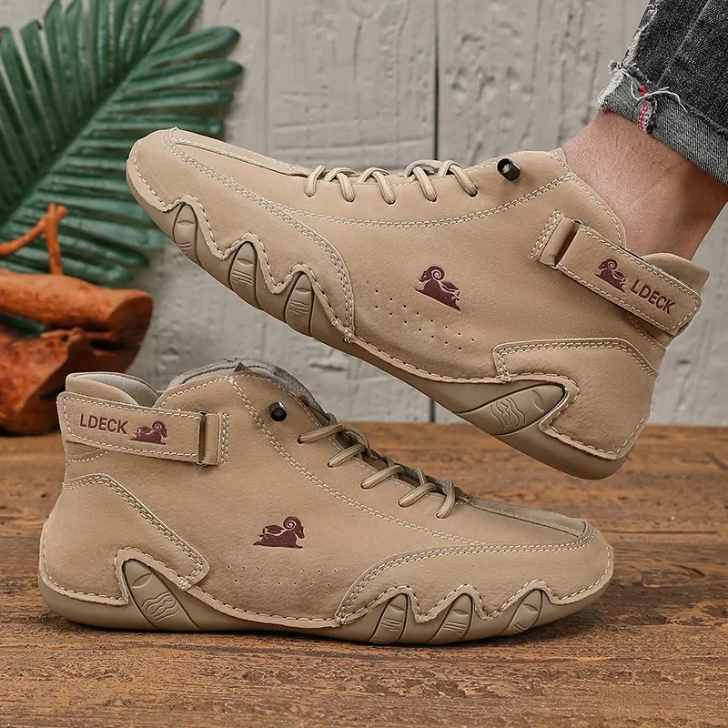 High Top Sports Men's Breathable Leather Casual Women's Fashionable Design Durable Rubber Shoes White_desvips.com