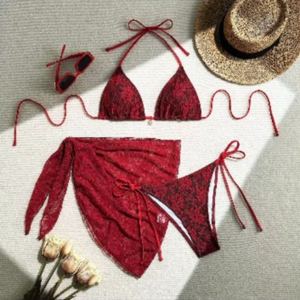 Lace Sexy Bikinis Female Swimsuits Women Three-Piece Swimwear Beach Swimming Wear Bathing Suits Brazilian Bikini Set_desvips.com
