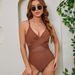 2025 Deep V Sexy Mesh Slimming Fashion Cross Back One-Piece Swimsuit_desvips.com