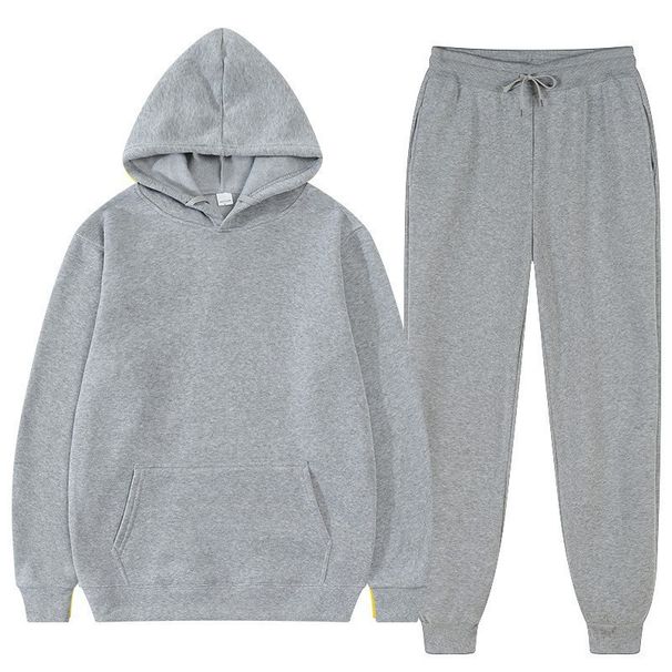 Sports Clothing Men's Hoodie Trousers Plus Velvet Suit Spring And Autumn Fashion Color Matching Casual Sports Suit Spot Temperament_desvips.com