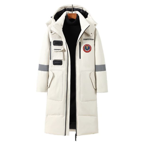 Cross-border New Down Jackets Men's Long Over-the-knee Trend Medium And Long Couples Trendy Brand Thickened Men's Jacket Tiger Head_desvips.com