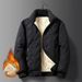 Men's Lamb Fleece Autumn Winter Casual Short Cardigan Coat Simple Comfy Solid Color Small Stand Collar Zipper Jackets_desvips.com