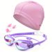 Adult Men And Women Anti-fog Electroplating Swimming Goggles + Silicone Nose Clip Earplugs +PU Swimming Cap Combination Set_desvips.com