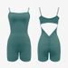 Thin-Shouldered Vest And Shorts Bodysuit Back Cutout V Waist Pleated Yoga Fitness Body Building Sports Wear for Women_desvips.com