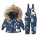 Dinosaur Print Kids Down Jacket & Snowsuit Set - Warm Winter Coat For Boys & Girls Ages 1-6, 90% White Duck Down Filling_desvips.com