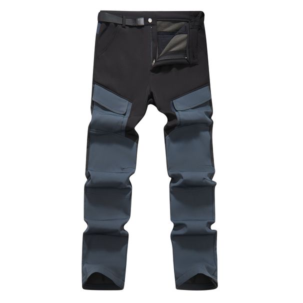 Men's Waterproof Windproof Fleece-Lined Softshell Hiking Pants With Multiple Pockets For Skiing Camping Outdoor Winter Activities_desvips.com