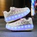 Rechargeable luminous shoes LED lights for children adult roller skate LACES wheels_desvips.com