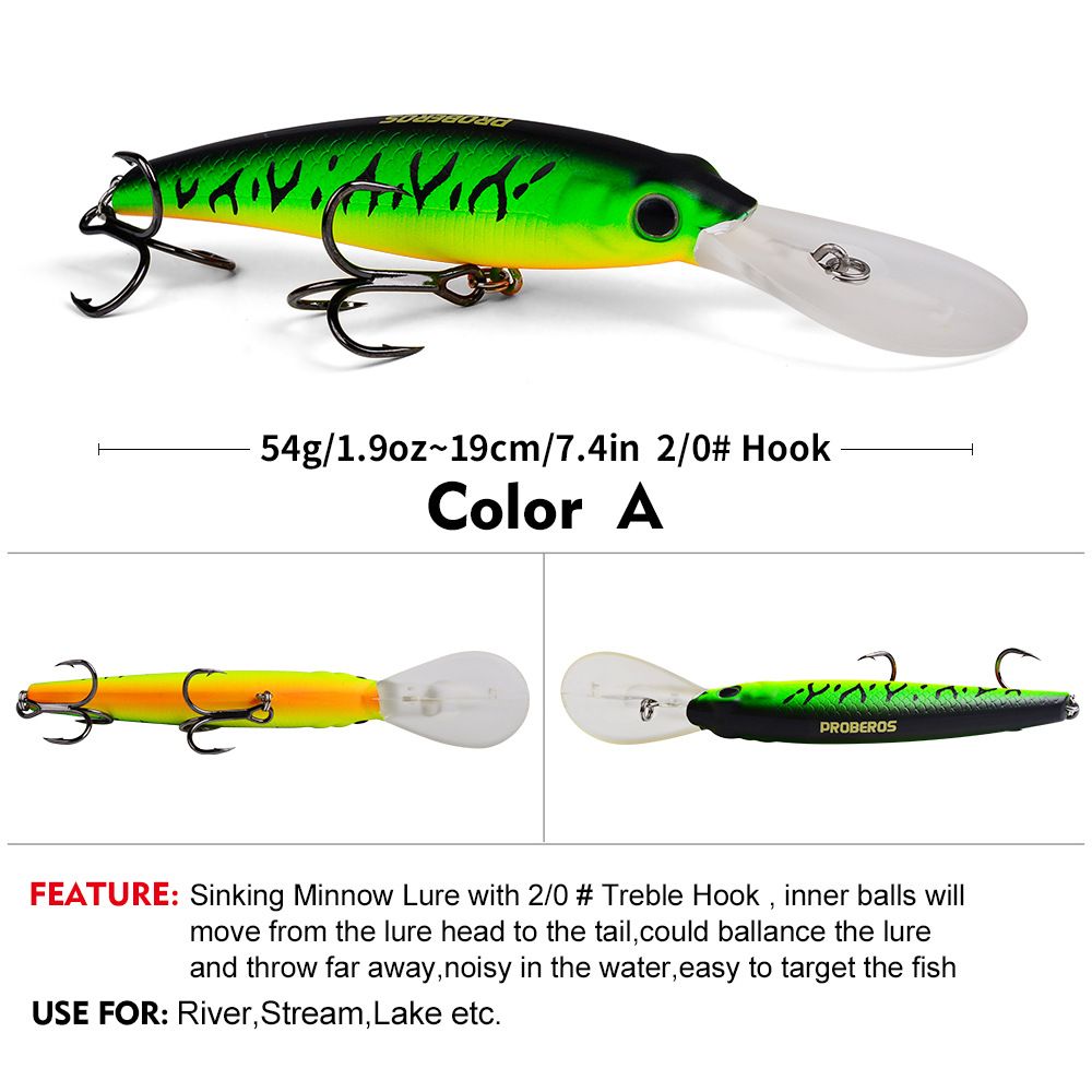 Bionic Plastic 19cm 54g Minnow Lure Bait 2/0#Fish Hook Fishing Gear DW612_desvips.com