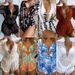 Women's Swimsuit Sun Protection New Korean Style Three-Piece Bikini Leaf Print Waist-Tied Long Sleeve Beachwear_desvips.com